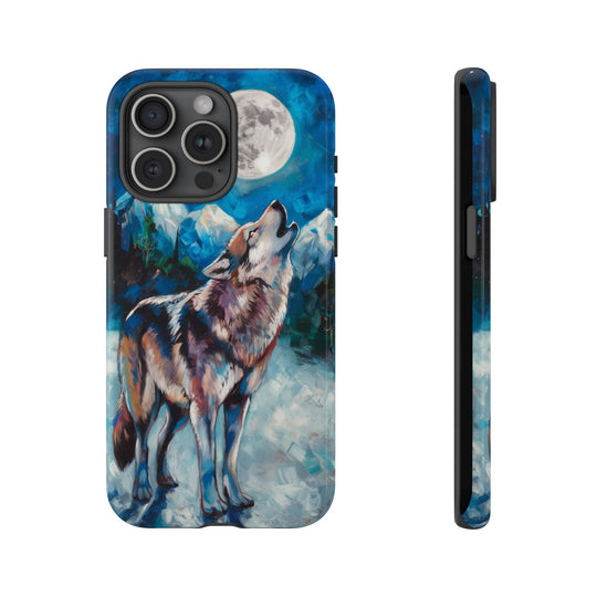 Wolf Howling Tough Case - Impressionist Style Phone Case Printify iPhone 15 Pro Max Glossy