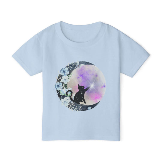 Cat Silhouette Toddler T-shirt with Moon and Stars Kids clothes Printify Light Blue 2T