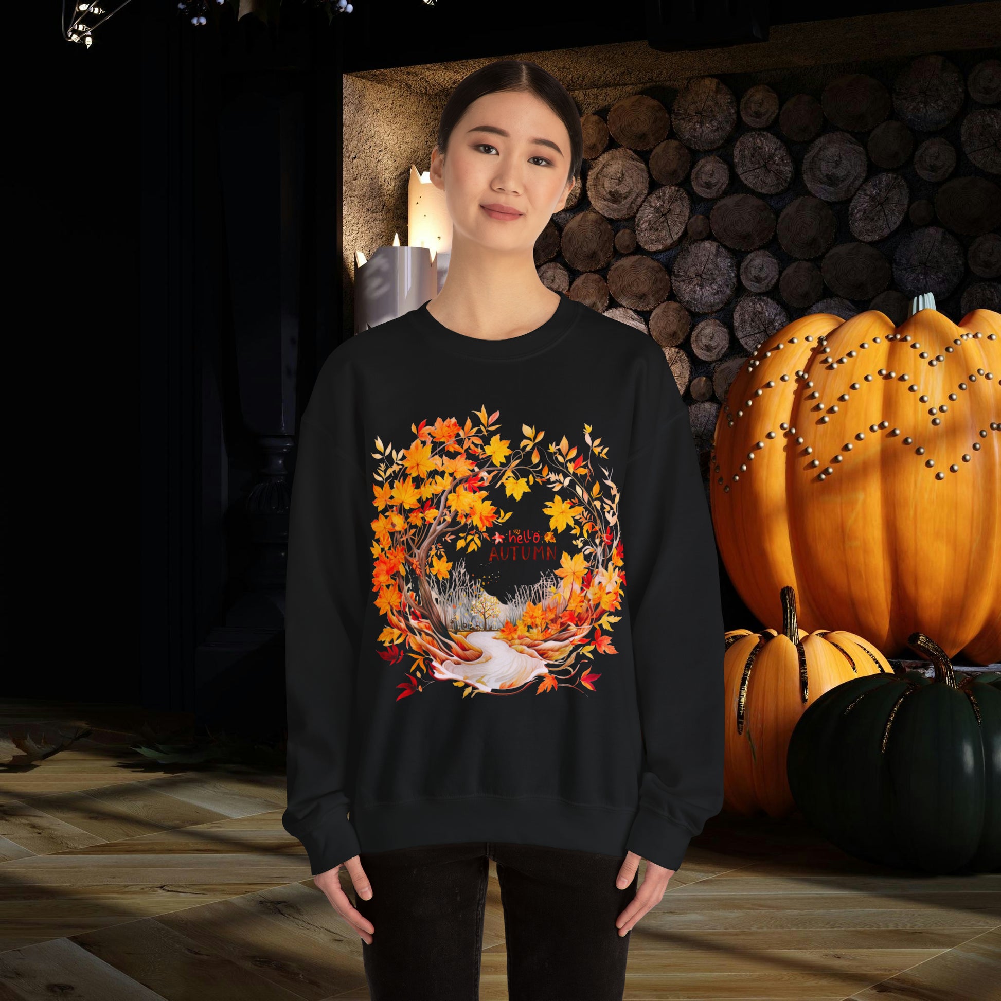Hello Autumn Sweatshirt | Fall Design | Fall Seasonal Sweatshirt | Autumn Design For Fall Lover Sweatshirt   