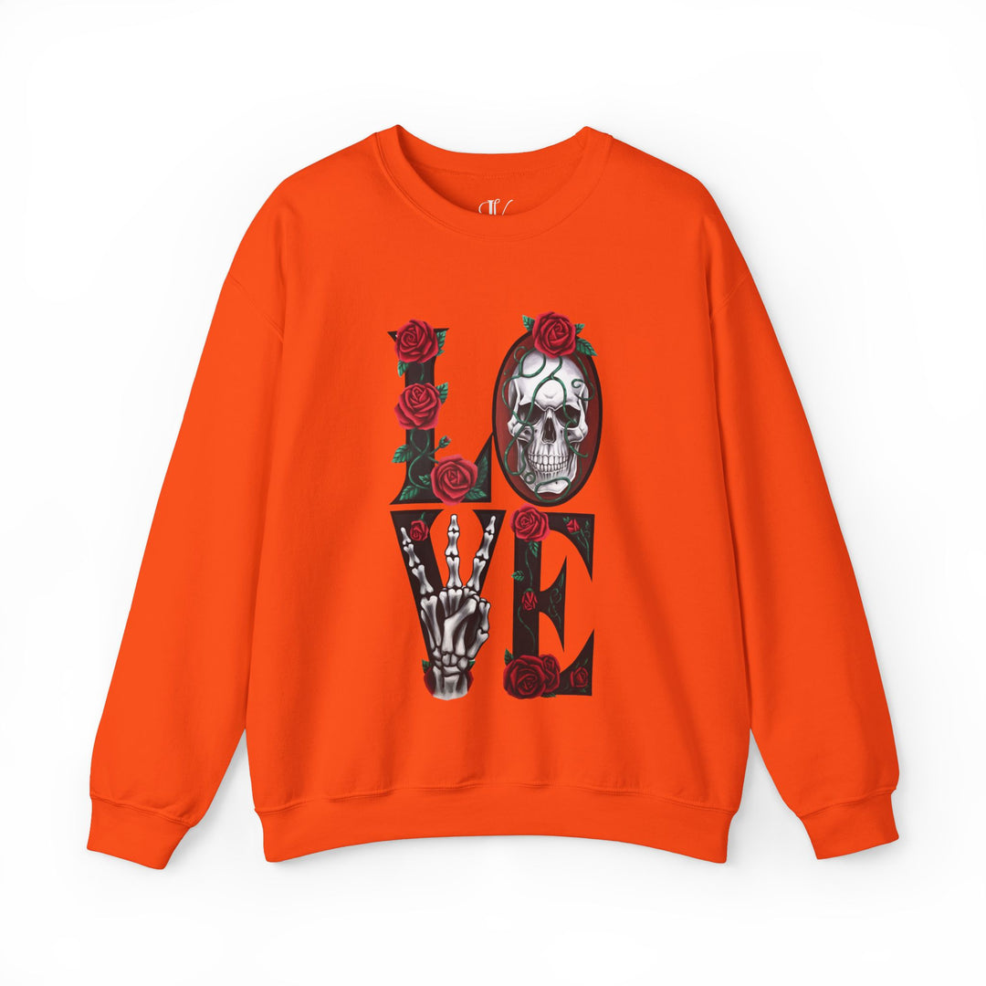 Love, Roses & Bones: Halloween Sweatshirt Sweatshirt Printify S Orange