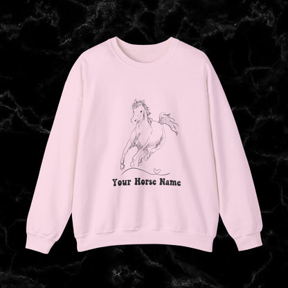 Personalized Horse Sweatshirt - Gift for Horse Owner, Perfect for Christmas, Birthdays, and Equestrian Enthusiasts - Wrap Up Warmth and Personal Connection with this Thoughtful Horse Lover's Gift Sweatshirt S Light Pink 