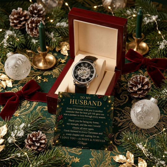 To My Husband – Christmas Automatic Skeleton Watch