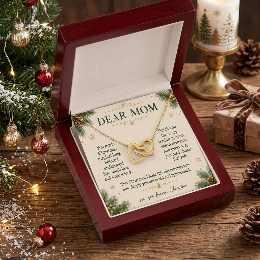Dear Mom – Christmas Interlocking Hearts Necklace