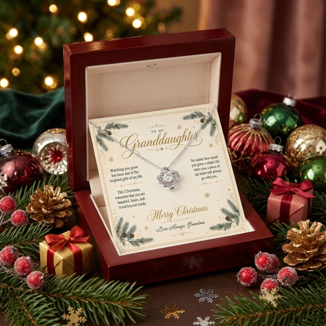 To My Granddaughter – Christmas Love Knot Necklace