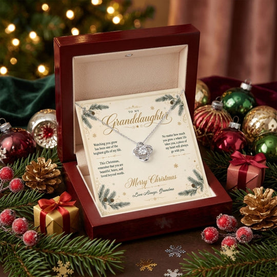 To My Granddaughter – Christmas Love Knot Necklace