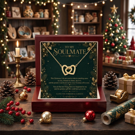 To My Soulmate – Christmas Interlocking Hearts Necklace