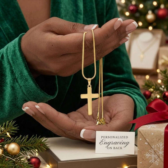 To My Son – Personalized Christmas Cross Necklace