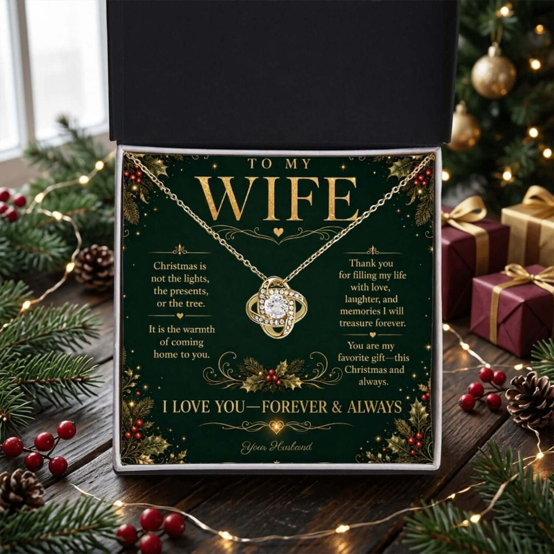 To My Wife Christmas Love Knot Necklace Gift From Husband