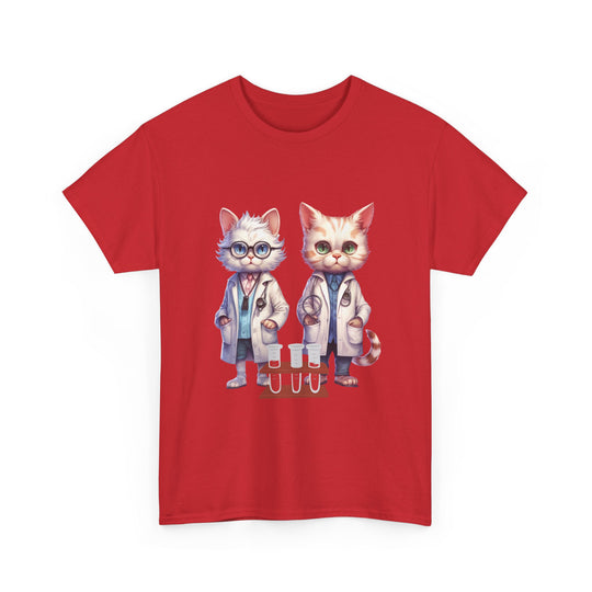 Cat Scientist Tee T-Shirt Printify Red S