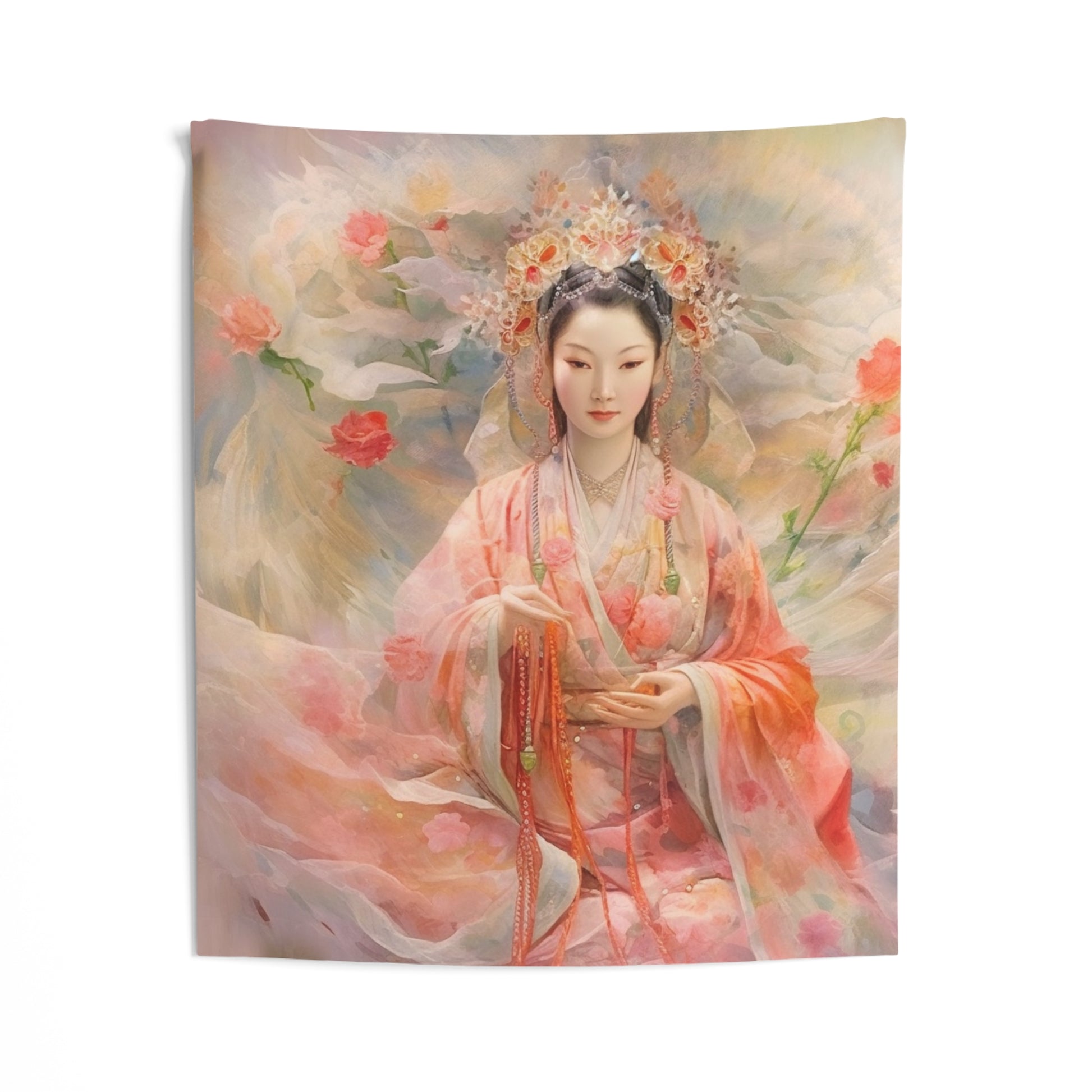 Quan Yin Wall Tapestry - Guan Yin, Kwan Yin, Goddess of Compassion - Spiritual Wall Decor for Buddhism Home Decor 50" × 60"  