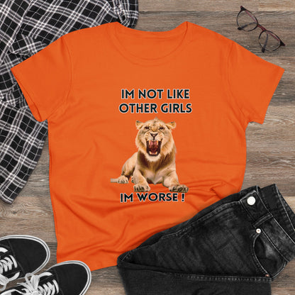 Angry Lion Funny T-Shirt - I'm Not Like Other Girls T-Shirt Orange S 