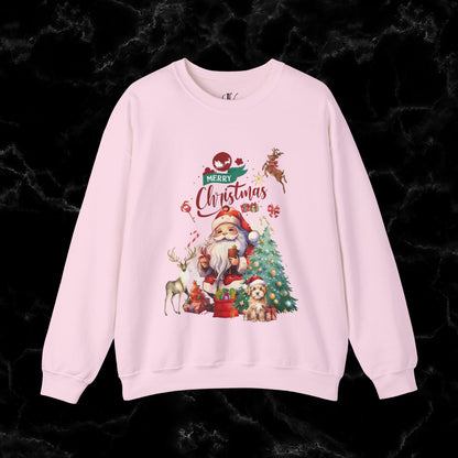 Merry Christmas Sweatshirt | Christmas Shirt - Matching Christmas Shirt - Santa Claus Merry Christmas Sweatshirt - Holiday Gift - Christmas Gift Sweatshirt S Light Pink 