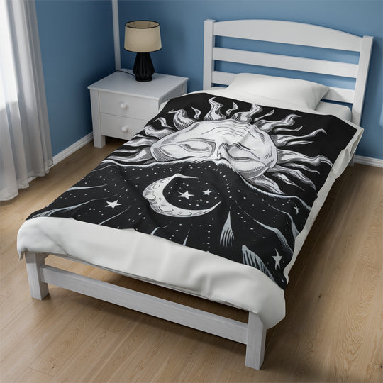 Velveteen Plush Blanket - Sun and Moon All Over Prints Printify