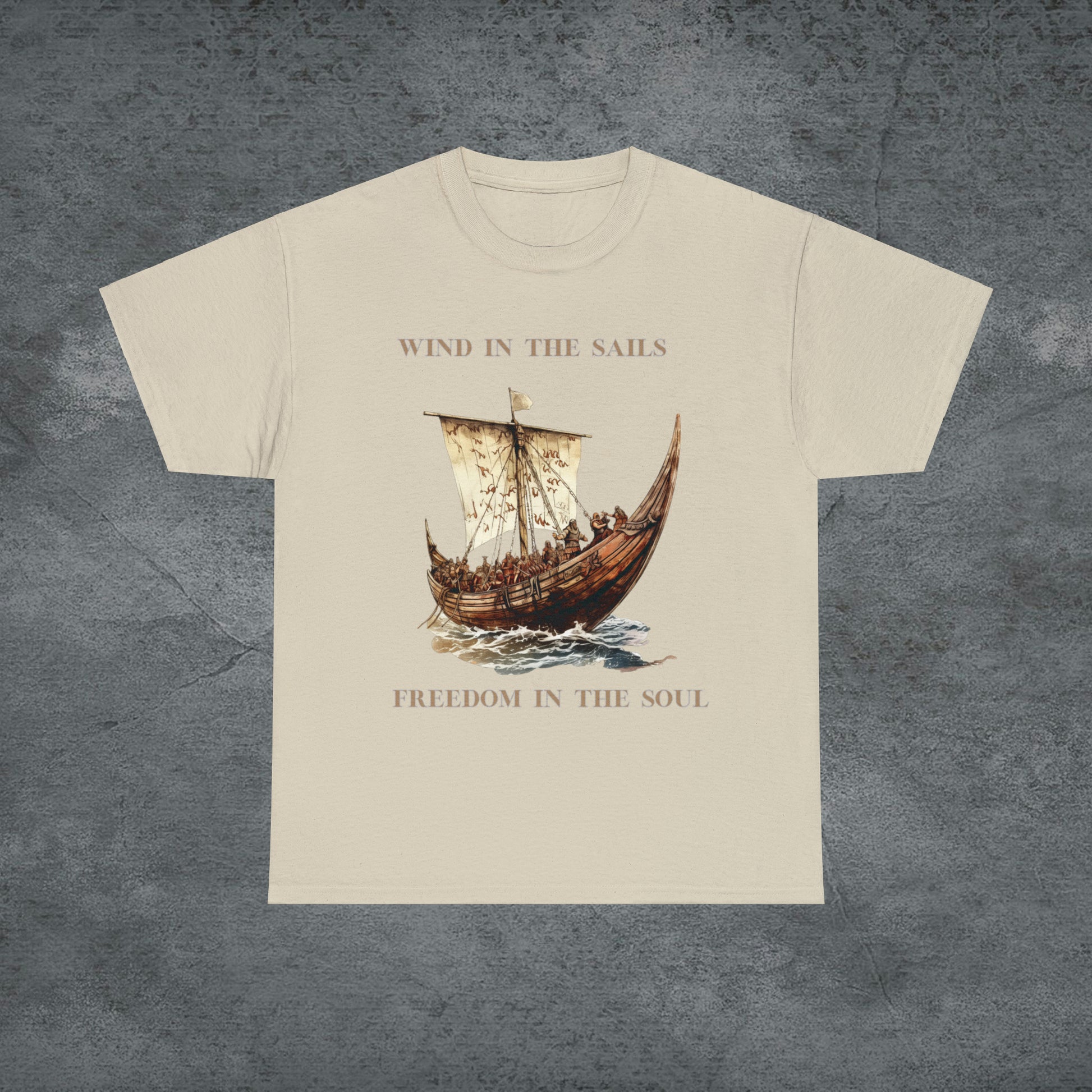 Viking Cruise Unisex Heavy Cotton Tee - Perfect Cruise Time Fashion, Wind In The Sails T-Shirt Sand S 