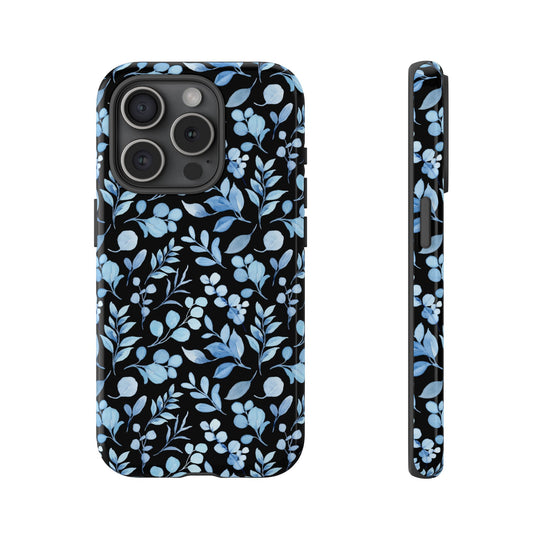 Blue Floral Tough Case Phone Case Printify iPhone 15 Pro Glossy