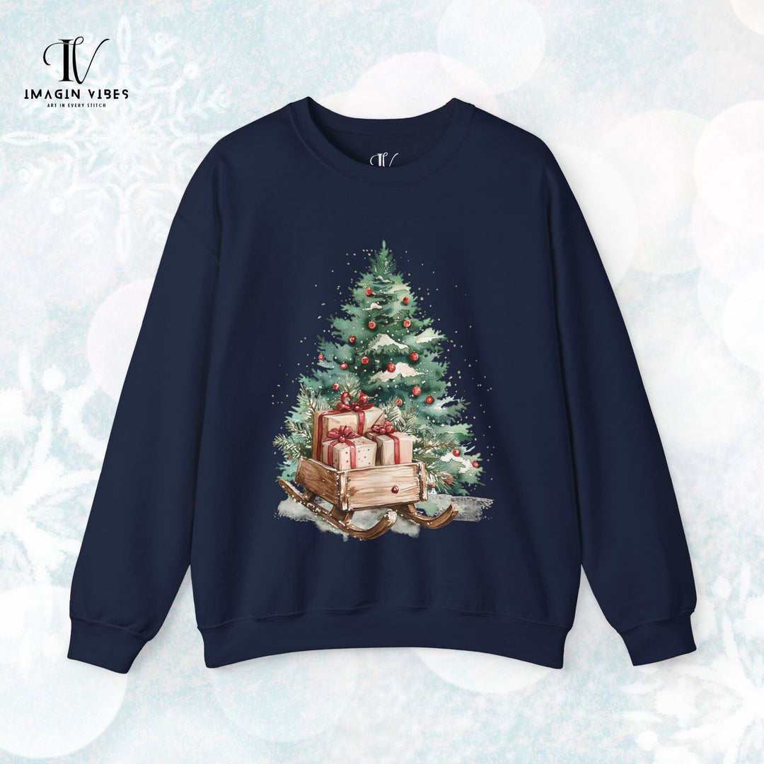 Vintage Christmas Tree & Sleigh Sweatshirt