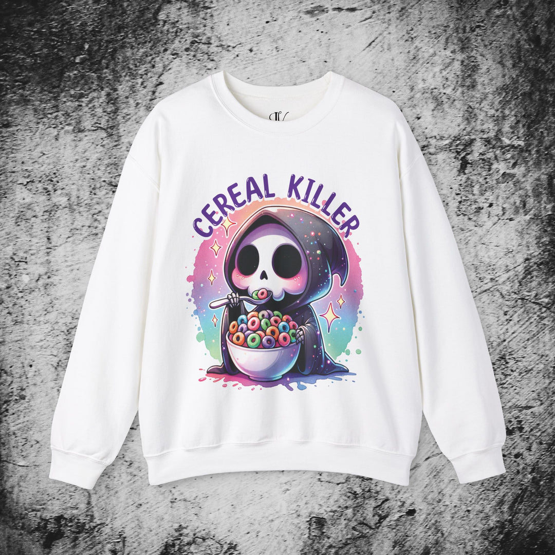 Cereal Killer Reaper: Vintage Halloween Sweatshirt Sweatshirt Printify L White