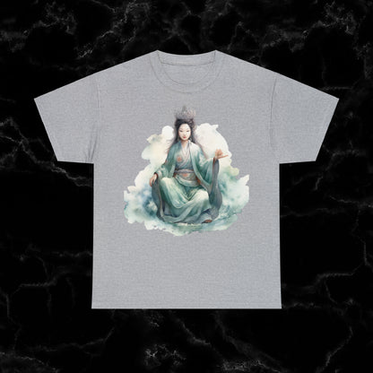 Quan Yin Spiritual Tee - Goddess of Compassion, Unisex Garment-Dyed T-shirt, Goddess of Mercy T-Shirt Sport Grey S 