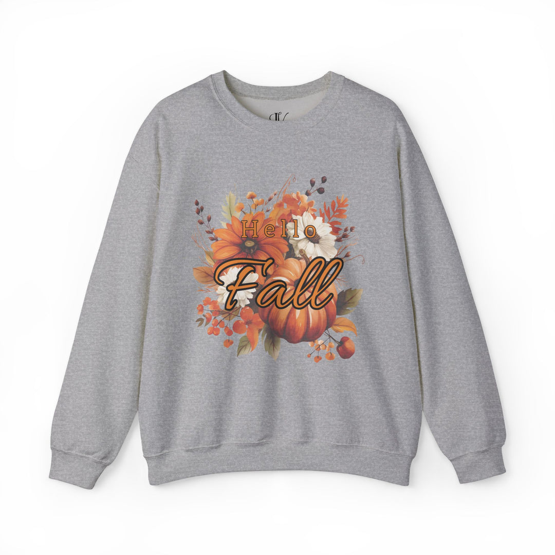 Hello Fall: Watercolor Pumpkin Sweatshirt Sweatshirt Printify S Sport Grey