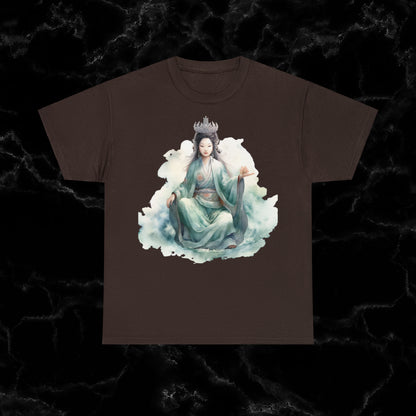 Quan Yin Spiritual Tee - Goddess of Compassion, Unisex Garment-Dyed T-shirt, Goddess of Mercy T-Shirt Dark Chocolate S 