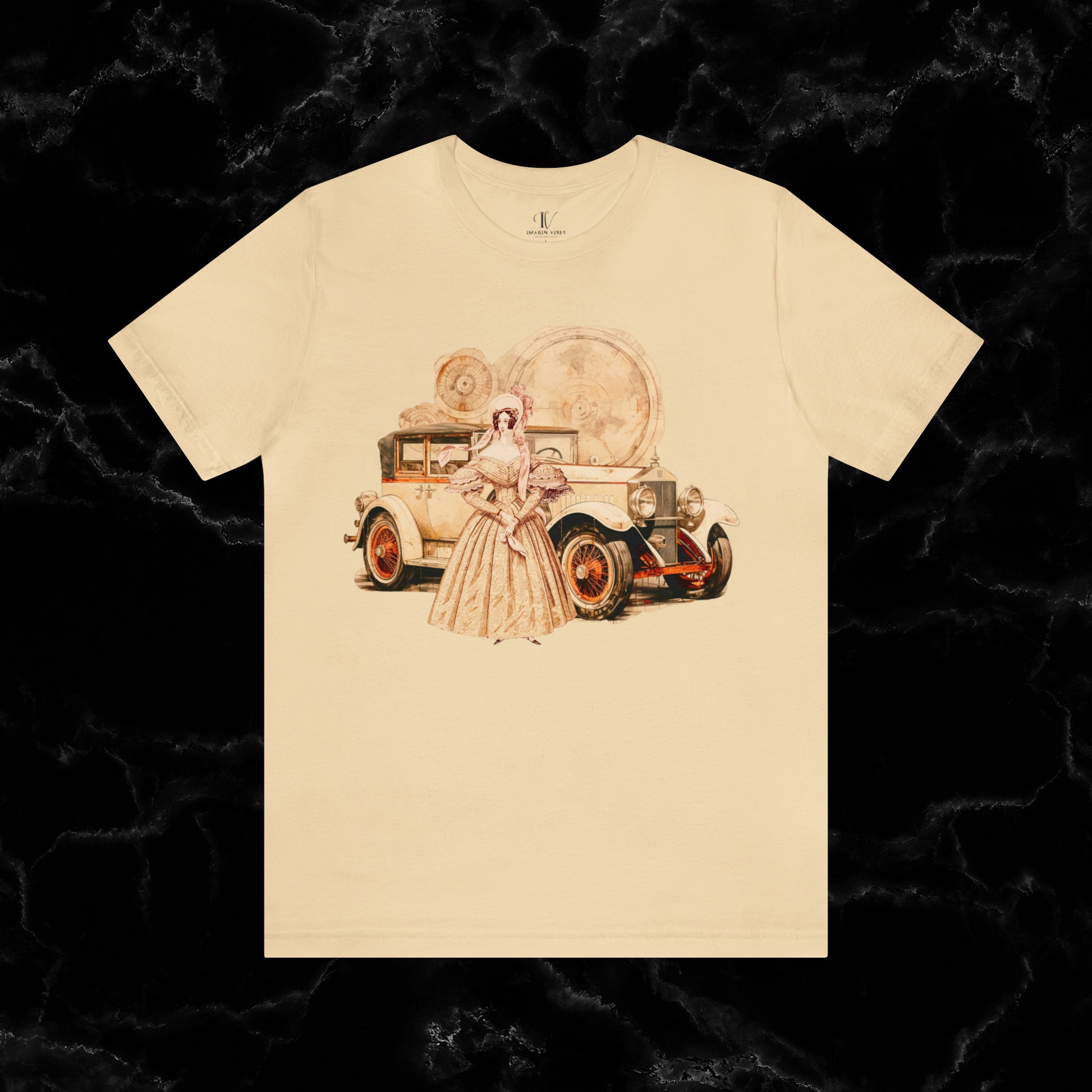 Ride in Style: Vintage Car Enthusiast T-Shirt with Classic Wheels and Timeless Appeal T-Shirt Soft Cream S 