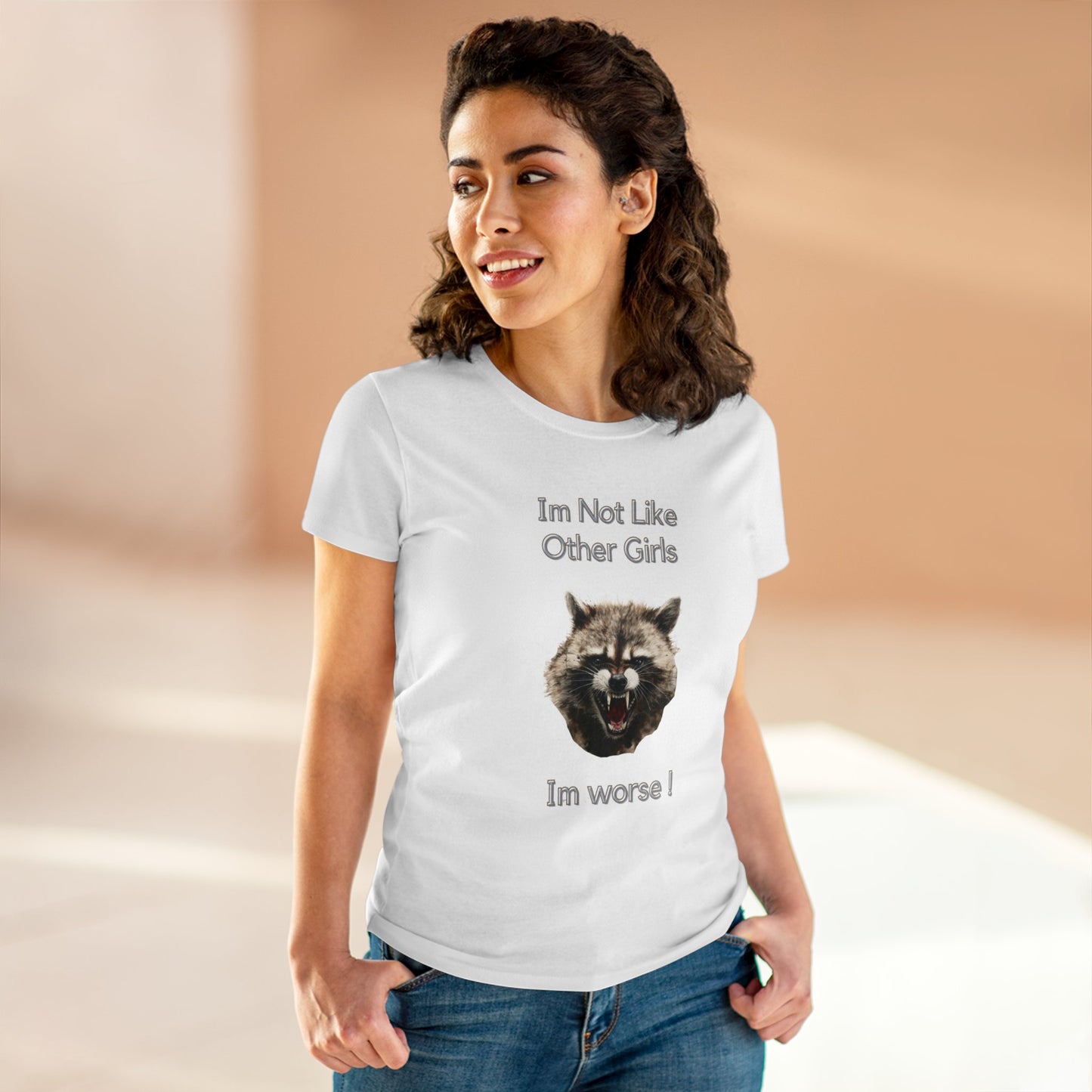 Funny Angry Raccoon T-Shirt | Im Not Like Other Girls T-Shirt White S 