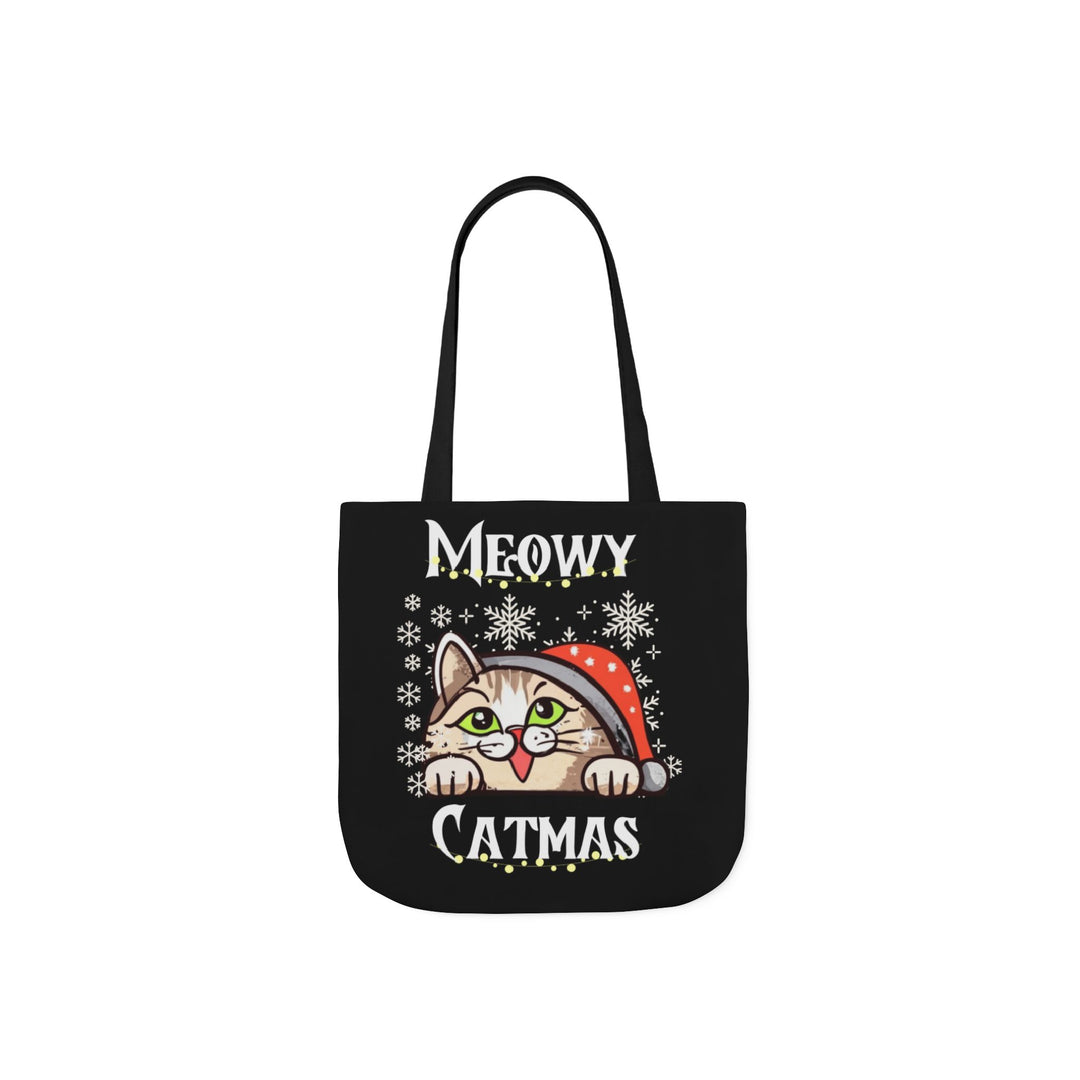 Funny Meowy Catmas Tote Bag Accessories Printify 13" × 13'' Black