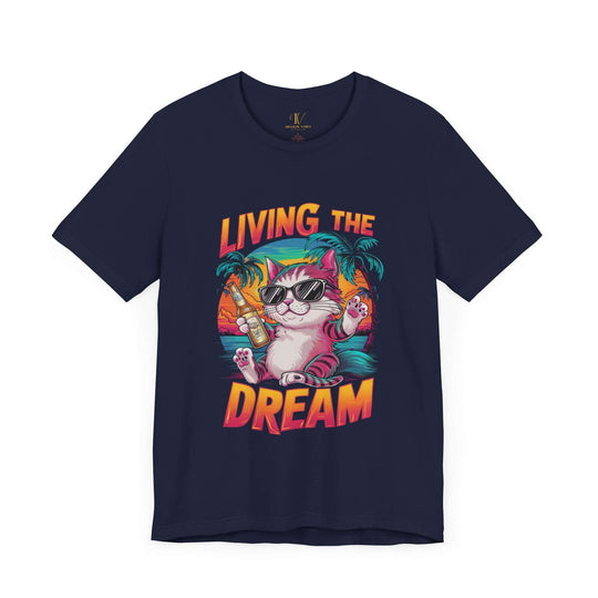 Cat T-Shirt Living the Dream Retro