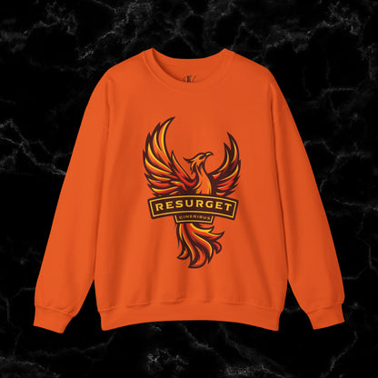 Resurget Cineribus Unisex Crewneck Sweatshirt - Latin Inspirational Gifts for Sports Football Fans Sweatshirt S Orange 