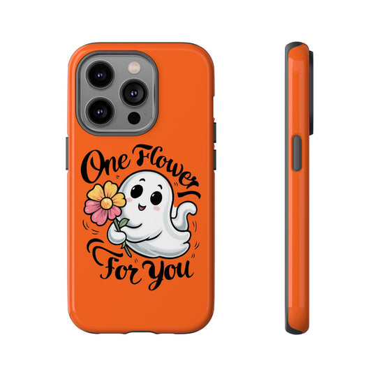 Phone Case - Cute Ghost Holding Flower Phone Case Printify iPhone 14 Pro Glossy