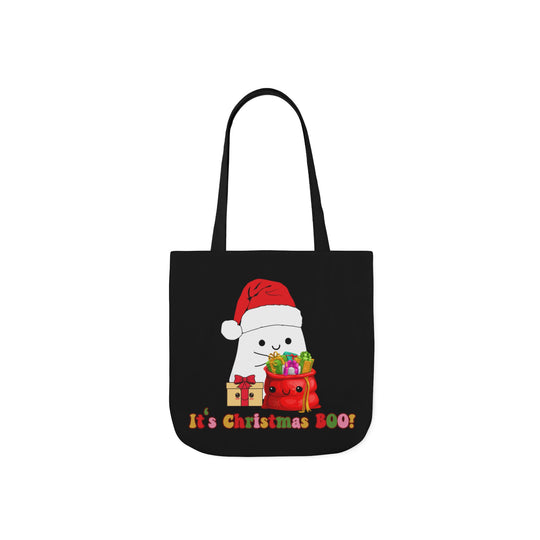 Canvas Tote Bag - Christmas Ghost Holiday Accessories Printify 13" × 13'' Black