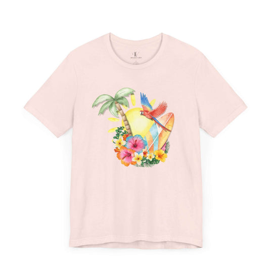 Dreamy Watercolor Tropical Paradise Unisex Tee T-Shirt Printify Soft Pink XS