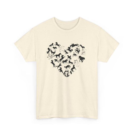 Horse Heart Tee - Playful and Whimsical Unisex Heavy Cotton Shirt T-Shirt Printify Natural S