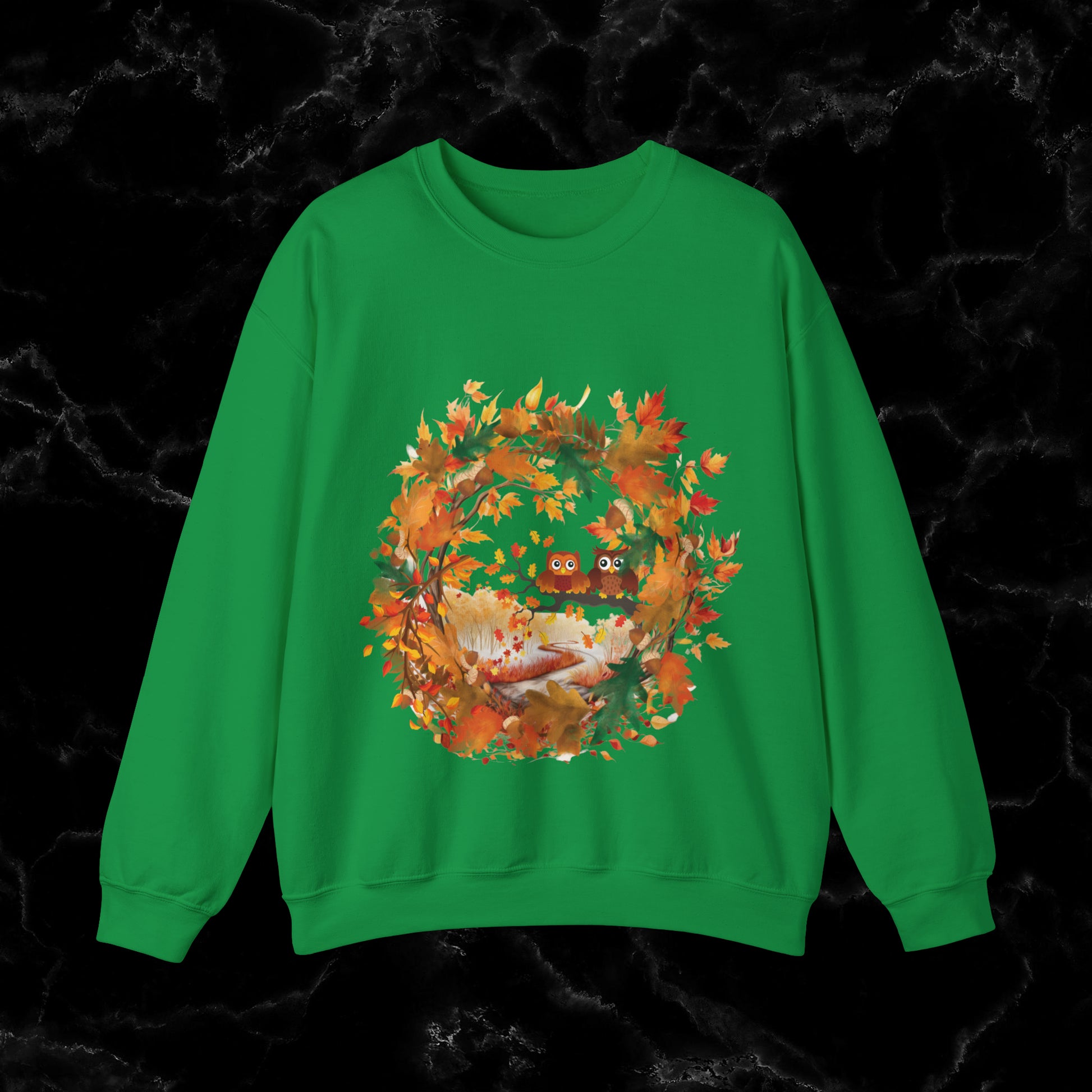 Hello Autumn Sweatshirt | Fall Design | Fall Seasonal Sweatshirt | Autumn Cottagecore Sweater Sweatshirt S Irish Green 