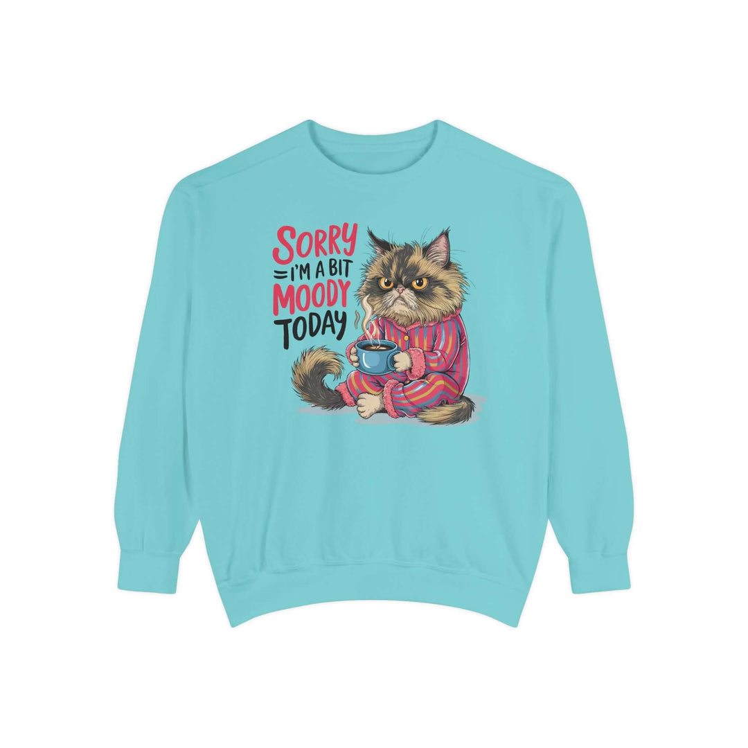 Moody Cat Sweatshirt Sweatshirt Printify Chalky Mint S