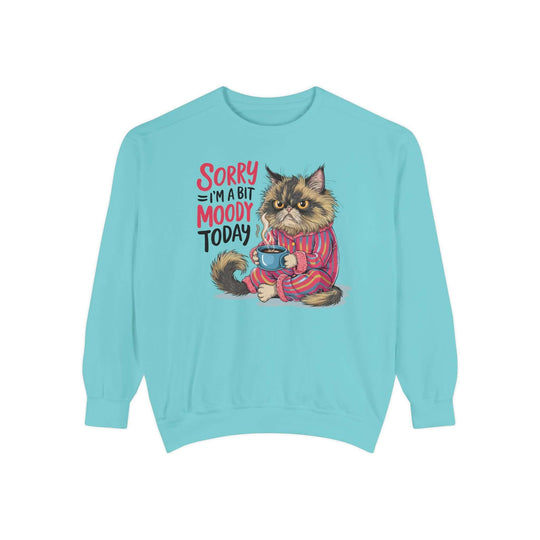 Moody Cat Sweatshirt Sweatshirt Printify Chalky Mint S