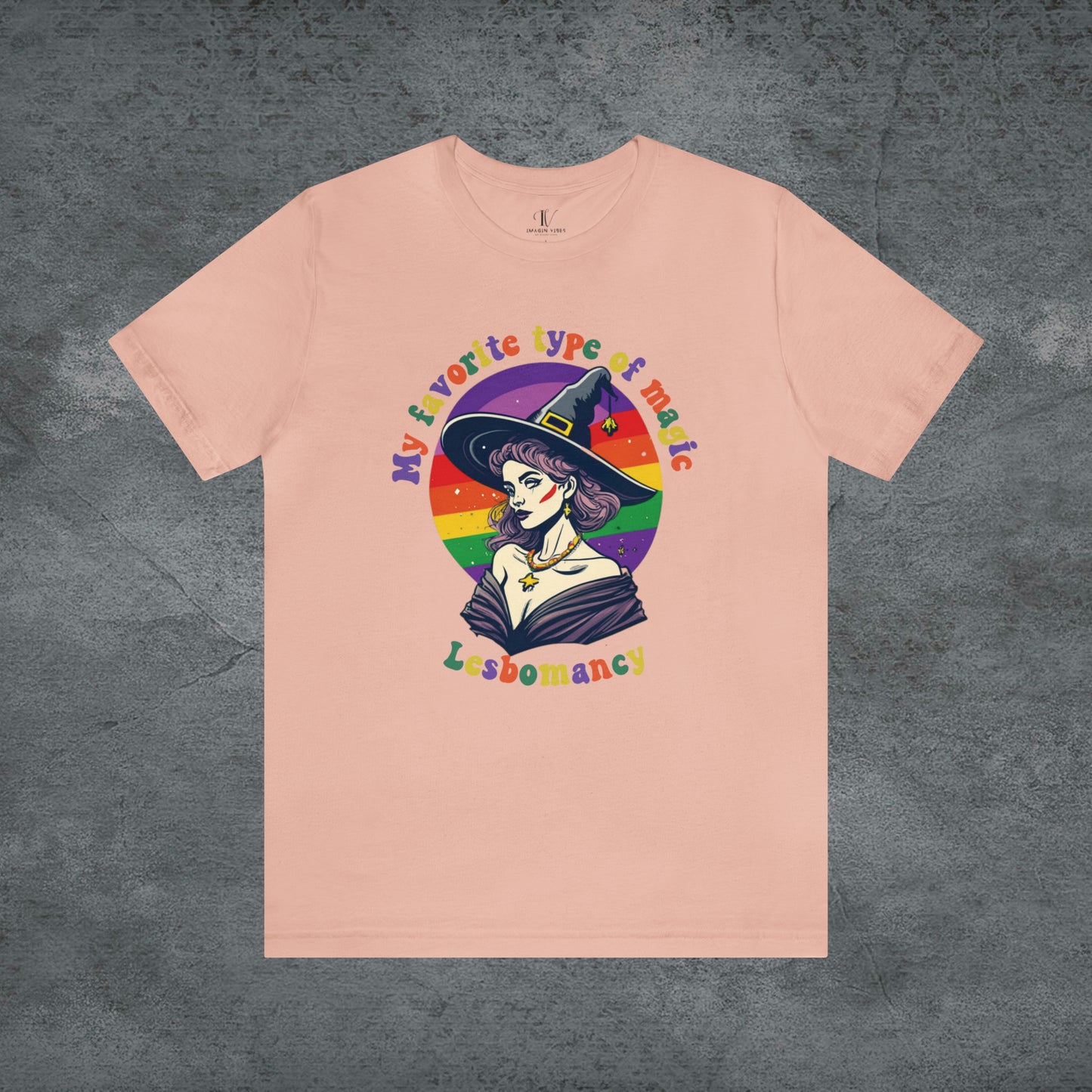 Halloween LGBT T-Shirt | Gay Witch Shirt - Spooky and Proud Tee - LGBT Halloween Shirt - Lesbian Halloween T-Shirt Peach XS 