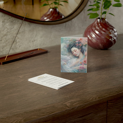 Handmade Greeting Card | Custom Printed Card - Blank Inside - A2 Size | Quan Yin Card - Mother of Compassion - Kuan Yin | Gift Card - Listen to the Deed of Quan Yin Paper products   