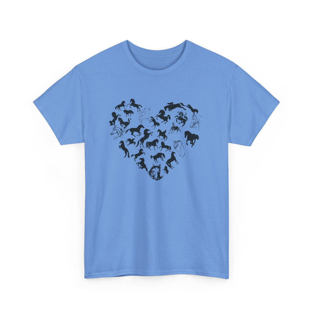 Horse Heart Tee - Playful and Whimsical Unisex Heavy Cotton Shirt T-Shirt Printify Carolina Blue S