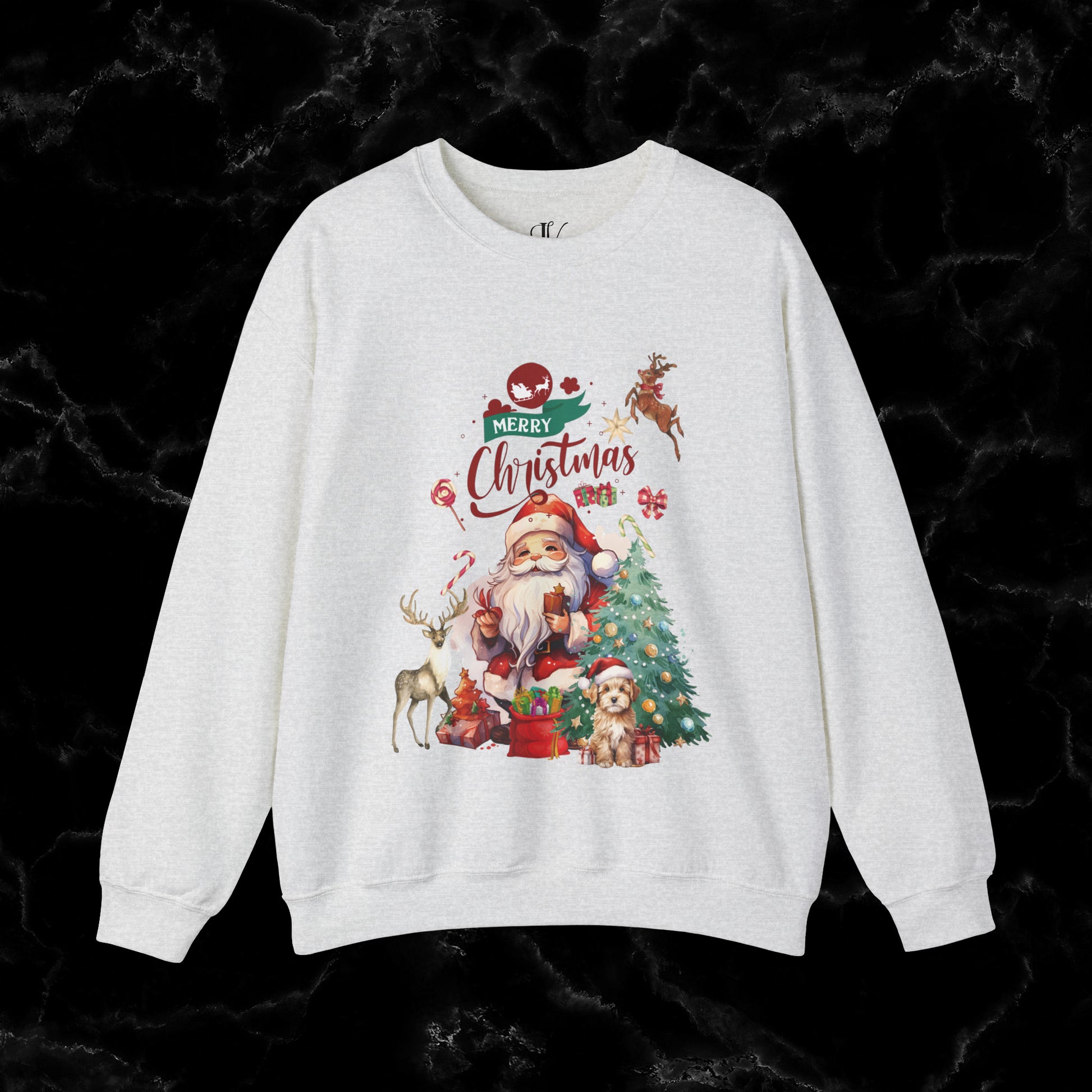 Merry Christmas Sweatshirt | Christmas Shirt - Matching Christmas Shirt - Santa Claus Merry Christmas Sweatshirt - Holiday Gift - Christmas Gift Sweatshirt S Ash 