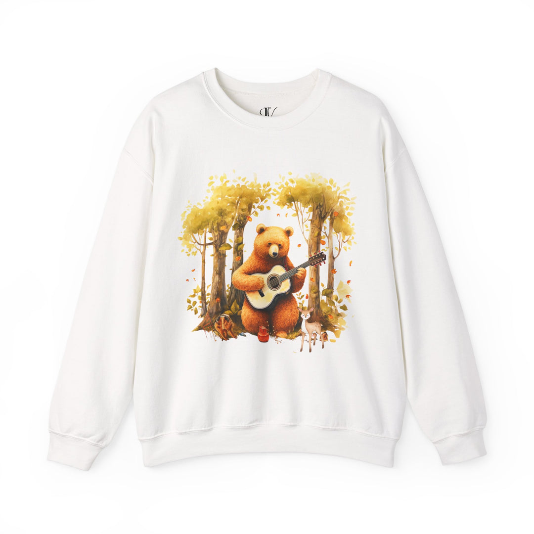 Bear Whimsical Crewneck Sweatshirt Sweatshirt Printify White S