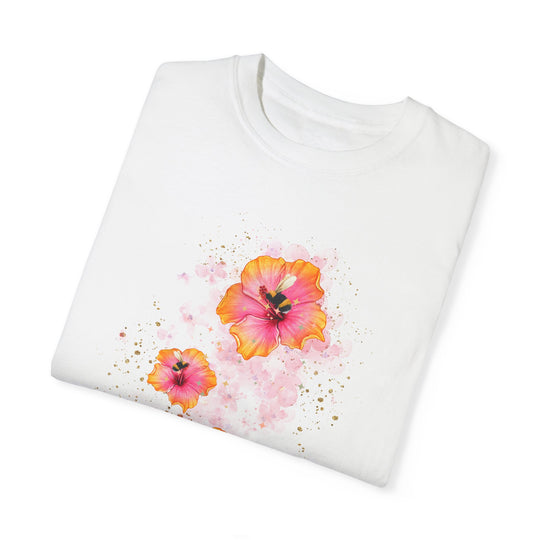 Hibiscus Flower And Bees T-shirt T-Shirt Printify