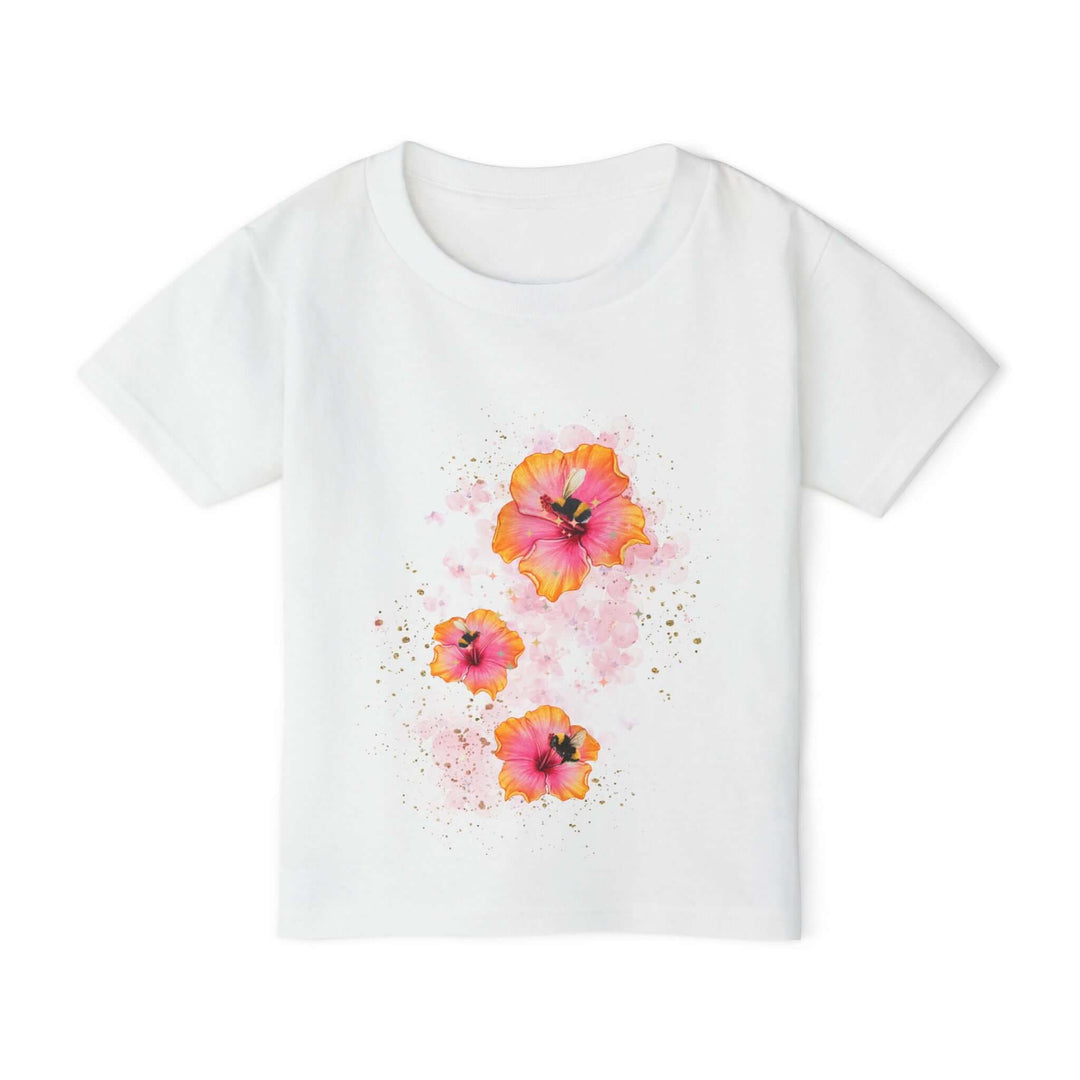 Toddler T-shirt - Vibrant Orange Hibiscus Watercolor Kids clothes Printify White 2T