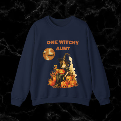 One Witchy Aunt Sweatshirt - Cool Aunt Shirt, Feral Aunt Sweatshirt, Perfect Gifts for Aunts Halloween Sweatshirt S Navy 