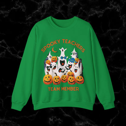 Spooky Teachers Sweatshirt | Feral Halloween | Halloween Fun | Halloween Spooky Sweatshirt - Get into the Halloween Spirit with Fun and Feral Style in this Spooky Sweatshirt for Teachers Sweatshirt S Irish Green 