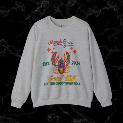 Mardi Gras Sweatshirt Women - NOLA Luxury Bachelorette Sweater, Unique Fat Tuesday Shirt, Louisiana Girls Trip Sweater, Mardi Gras Social Club Style Sweatshirt S Sport Grey 