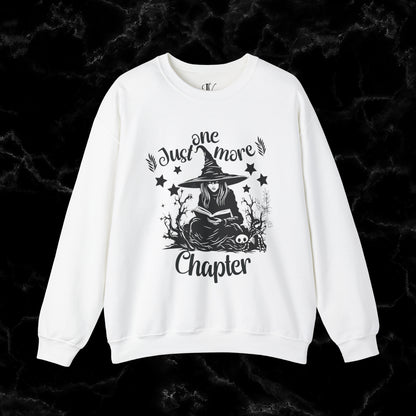One More Chapter Sweatshirt - Book Lover Gift, Librarian Shirt, Reading Witch - Cozy Sweatshirt for Book Lovers Halloween Sweatshirt S White 