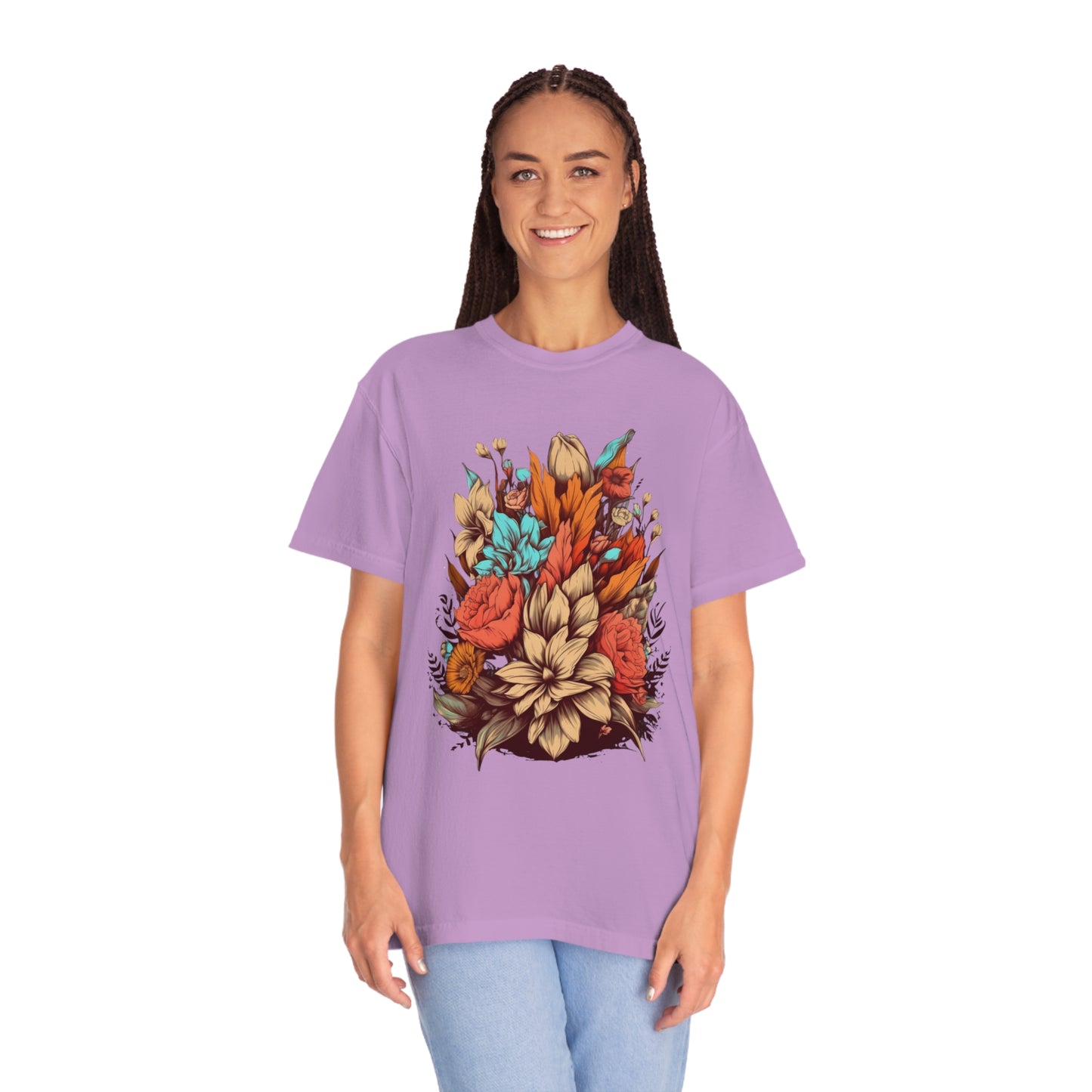 Boho Wildflowers Floral Nature Shirt | Garment Dyed Boho Tee for Nature Lovers T-Shirt Orchid S 