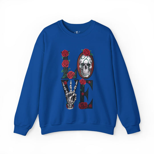 Love, Roses & Bones: Halloween Sweatshirt Sweatshirt Printify S Royal