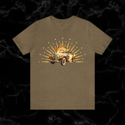 Vintage Car Enthusiast T-Shirt with Classic Wheels and Timeless Appeal Nostalgic T-Shirt Heather Olive S 